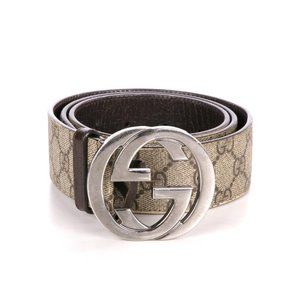 Gucci GG Supreme Beige Belt With Silver GG Buckle